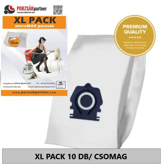 Miele HyClean Pure CO Guard M1 / S1 / L1 Kompatibilis Mikroszálas Porzsák | 12557080 / 12557060 (XL Pack 10 db/ csomag)