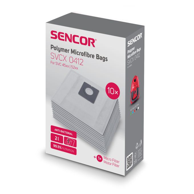 Sencor SVCX0412 / SVC 45 / SVC 52 Gyári mikroszálas porzsák (10db+2filter/csomag)