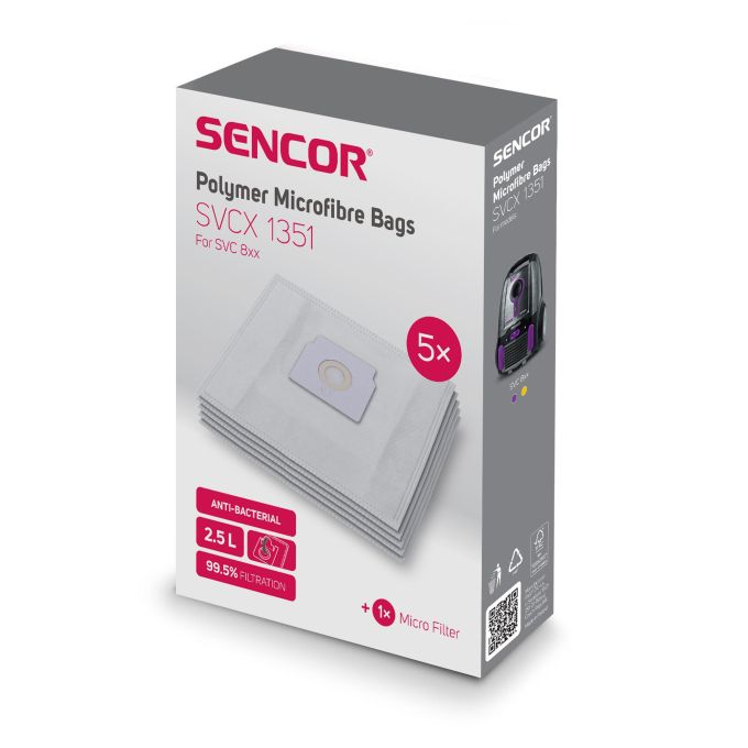 Sencor SVCX1351 / SVC 8 Gyári Mikroszálas Porzsák (5db+1filter/csomag)